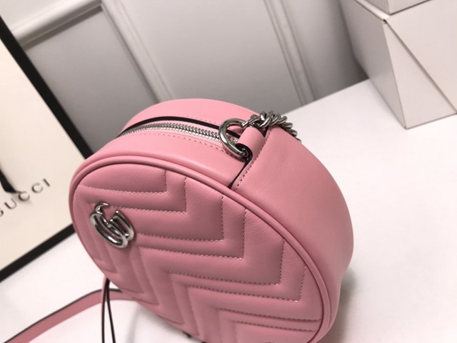 Gucci經典款女包 550154 古馳Marmont 2020ss春夏馬卡龍新色 全新圓形鏈條斜挎包  gqy3864